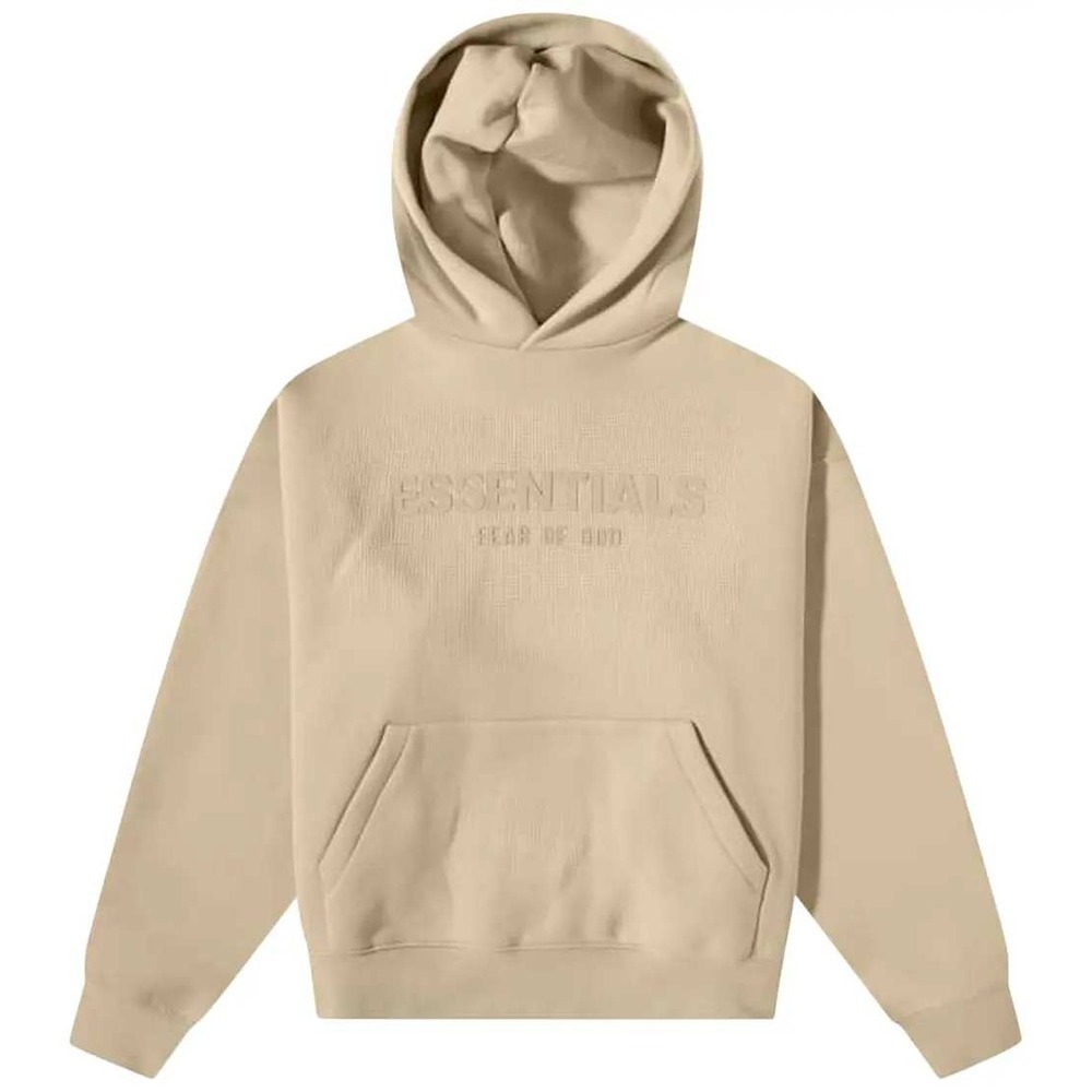 Fear of God Essentials Kids Hoodie Sand Tan Embossed Logo Sweatshirt Size 6/7‎